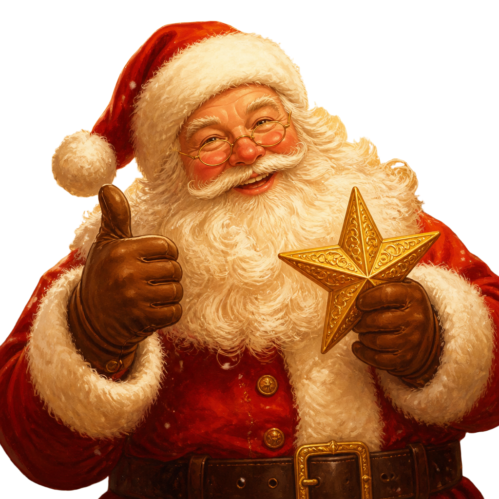 Santa Claus smiling and giving a thumbs up